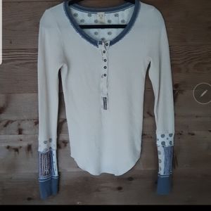 COPY- Free People Thermal Patchwork Henley Size M.